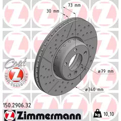 Disque de frein avant ZIMMERMANN FORMULA F COAT Z 340X30 pour BMW F20/21/22 M135/M140/M235/M240+ Voir liste compatibilités — image 2