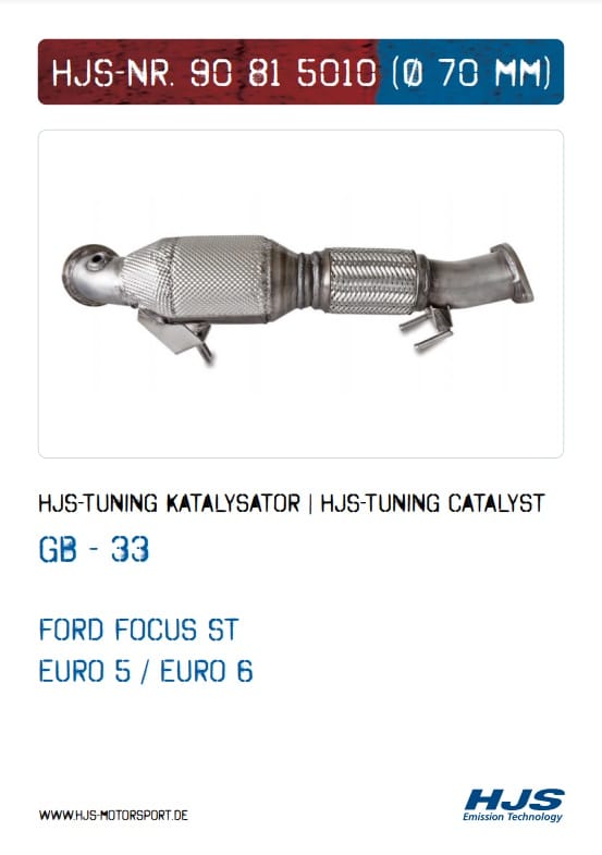 Downpipe Catalyseur sport HJS pour Ford Focus ST MK3, 2.0 , Homologue CE,référence 90815010 — image 2