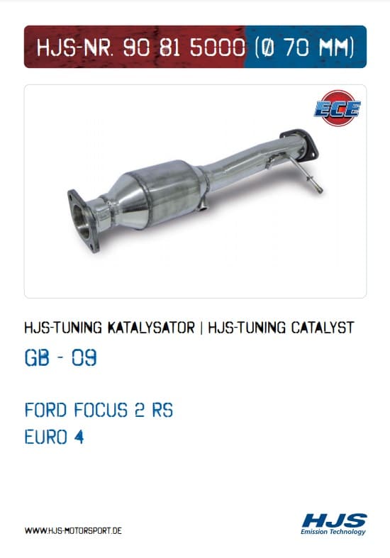 Downpipe Catalyseur sport HJS pour Ford Focus 2 RS 2.5,Euro 4 , Homologue CE, référence 90815000 — image 2