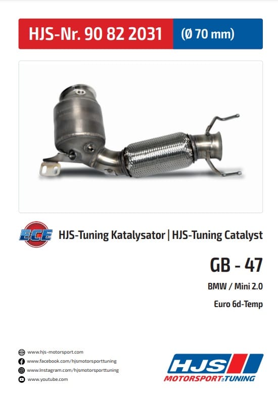 Downpipe Catalyseur sport HJS pour MINI Cooper S (avec OPF), John Cooper Works, M135i/M235i/X2 M35i xDrive EURO 6d-Temp,Homologué CE,référence 90822031 — image 3