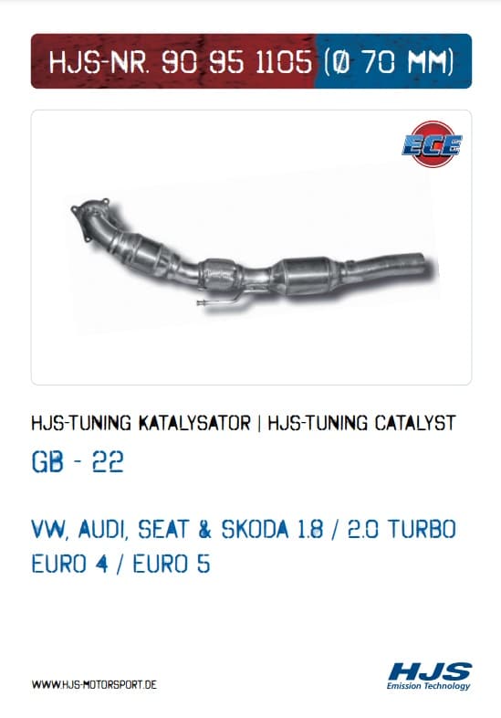 Downpipe Catalyseurs sport HJS pour Audi A3,TT , VW Golf 5 GTI ,….Convient uniquement aux modèles à traction avant ,Homologué CE,référence 90951105 — image 3