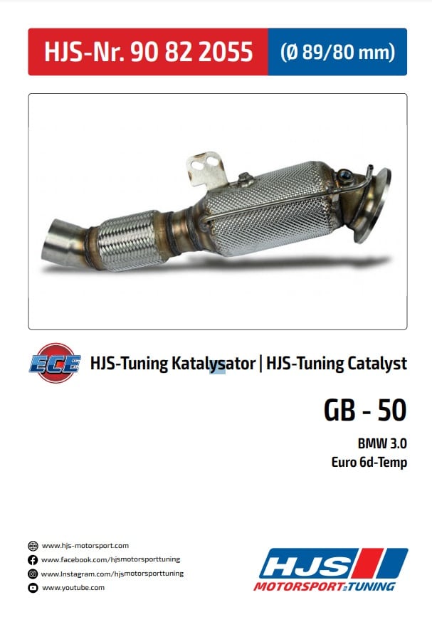 Downpipe Catalyseur sport HJS pour BMW série F20/21 M140,F22 M240,F30/31 M340,F32/F36 M440,Homologué CE,référence 90822055 — image 3