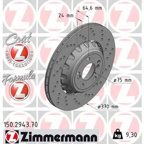 Disque de frein arrière ZIMMERMANN FORMULA F COAT Z 370X24 pour BMW F87 M2/M2C /F80/82/82 M3/M4 — image 2